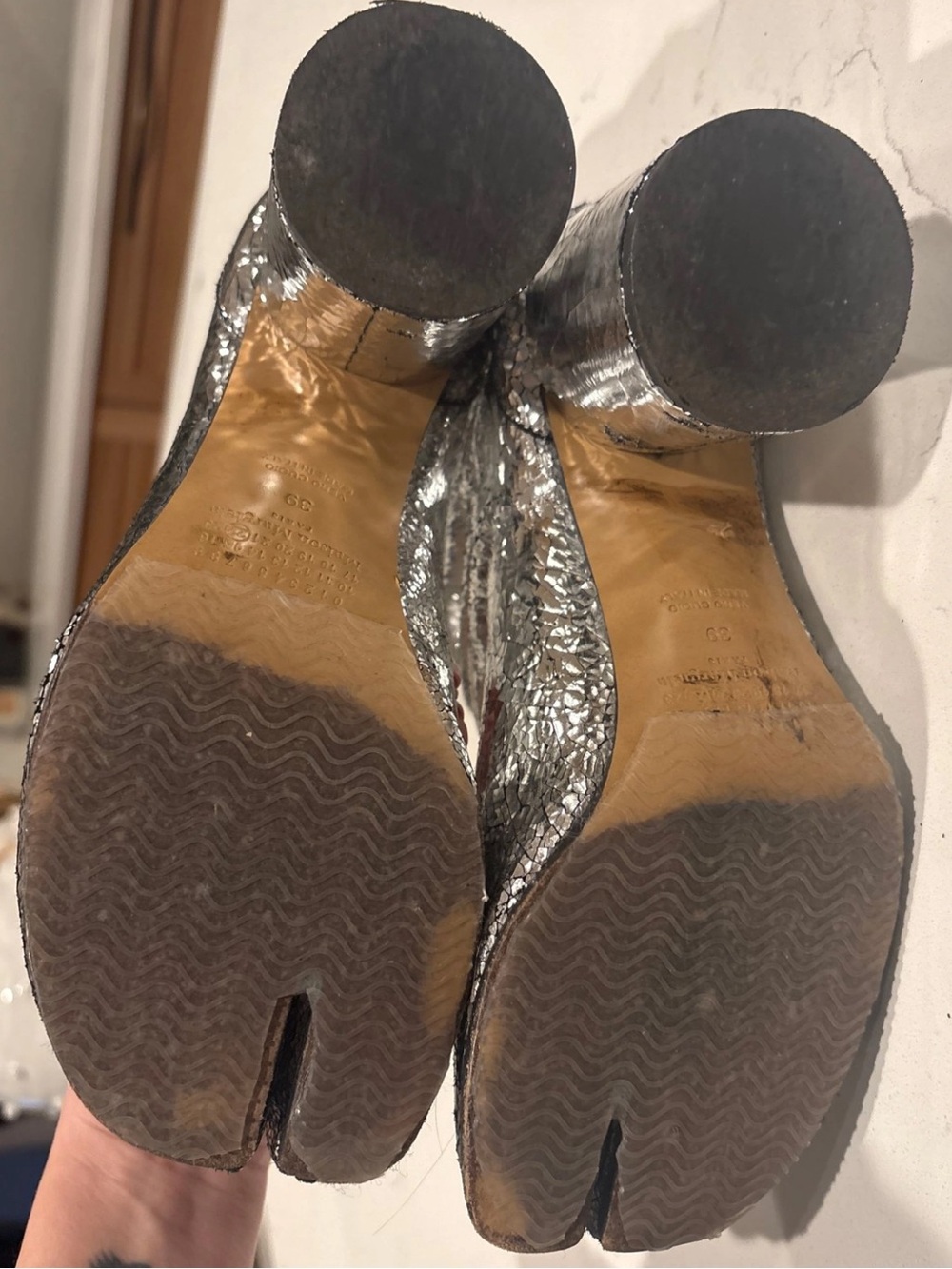 Margiela leather silver crackle tabi boots size 39 - Picture 11 of 13